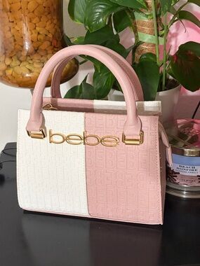 Bebe Two-Tone Pink/Rose & Cream Top-Handle Crossbody Satchel